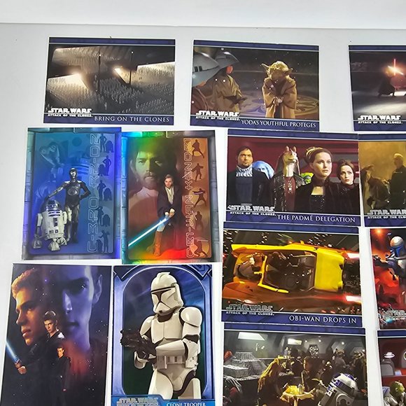 Vintage Topps Star Wars Attack Of The Clones Trading Card Lot 2002 - Picture 2 of 10